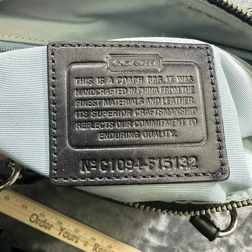 Coach‎ Chelsea Heritage Satchel White Black PVC Leather Silver Handbag